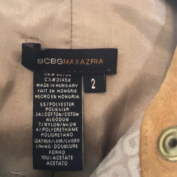 BCBGMaxAzria Y2K Vintage Allover Logo Print Jacket Suede Leather Trim sz 2 - Picture 9 of 12